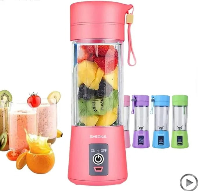 Portable Blender Juicer Cup – USB Rechargeable Smoothie Maker with 6 Blades, 22000 RPM High-Speed Mini Blender (380ml)